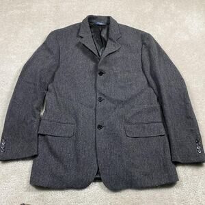 VTG Polo Ralph Lauren Sport Coat Mens M Gray Wool Herringbone Tweed Blazer